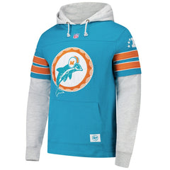 47 brand Miami Dolphins '47 Throwback Double Header Blitz Cornerback Hoodie Aqua