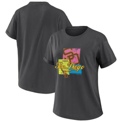 San Diego Padres WEAR by Erin Andrews Women's Domestic Box Color Boyfriend T-Shirt - Charcoal - MLB Sale
