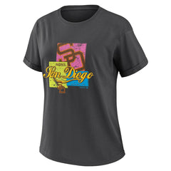 San Diego Padres WEAR by Erin Andrews Women's Domestic Box Color Boyfriend T-Shirt - Charcoal - MLB Sale