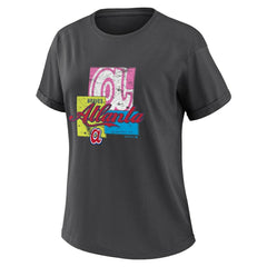 Atlanta Braves WEAR by Erin Andrews Women's Domestic Box Color Boyfriend T-Shirt - Charcoal - MLB Discount