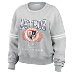 Houston Astros WEAR by Erin Andrews Women's Domestic Crest Pullover Sweatshirt - Heather Gray - MLB Discount