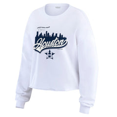 Houston Astros WEAR by Erin Andrews Women's Domestic Postcard Long Sleeve T-Shirt - White - MLB Discount