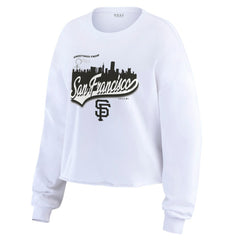 San Francisco Giants WEAR by Erin Andrews Women's Domestic Postcard Long Sleeve T-Shirt - White - MLB Lifestyle