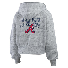 Atlanta Braves WEAR by Erin Andrews Women's Speckled Fleece Cropped Full-Zip Hoodie - Heather Gray - MLB Sale