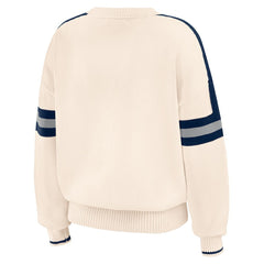 New York Yankees WEAR by Erin Andrews Women's Stripe Pullover Sweater - Cream - MLB Lifestyle