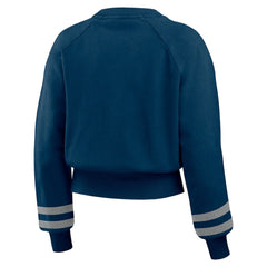 New York Yankees WEAR by Erin Andrews Women's Vintage Washed Cropped Pullover Sweatshirt - Navy - MLB Discount
