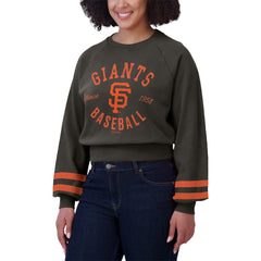 San Francisco Giants WEAR by Erin Andrews Women's Vintage Washed Cropped Pullover Sweatshirt - Black - MLB Discount