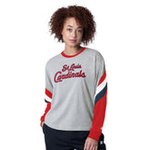 St. Louis Cardinals Starter Women's Triple A Fashion Color Block Long Sleeve Top - Heather Gray - MLB on Sale