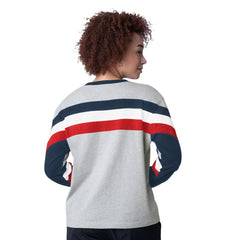 Atlanta Braves Starter Women's Triple A Fashion Color Block Long Sleeve Top - Heather Gray - MLB Sale
