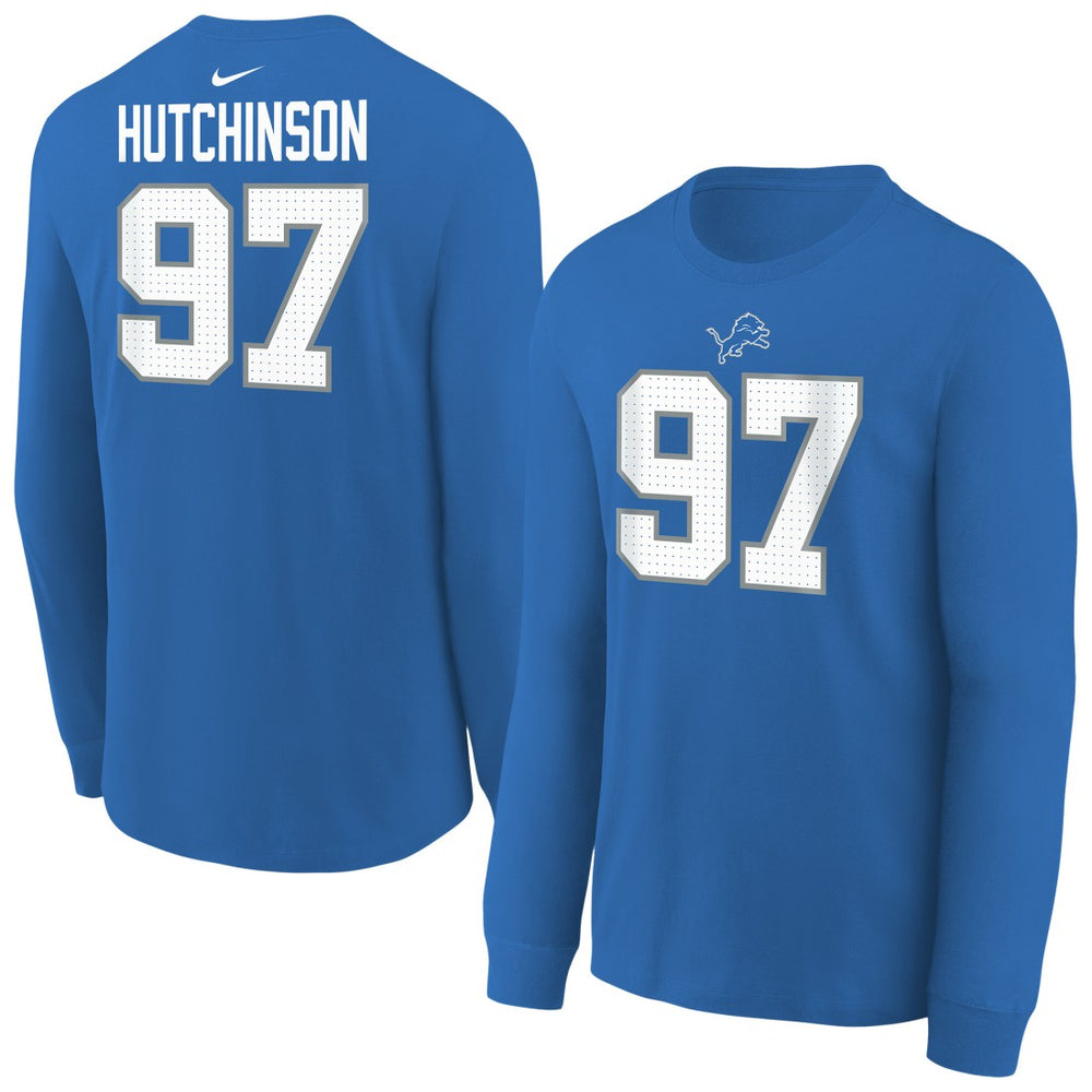 Nike Aidan Hutchinson Detroit Lions Youth Player Name & Number Long Sleeve T-Shirt Blue
