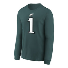 Nike Jalen Hurts Philadelphia Eagles Youth Player Name & Number Long Sleeve T-Shirt Midnight Green