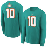 Nike Tyreek Hill Miami Dolphins Youth Player Name & Number Long Sleeve T-Shirt Aqua
