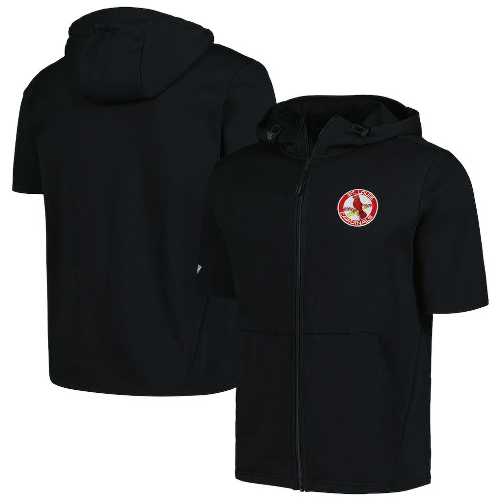 St. Louis Cardinals Levelwear Recruit Short Sleeve Full-Zip Hoodie - Black - MLB Lifestyle