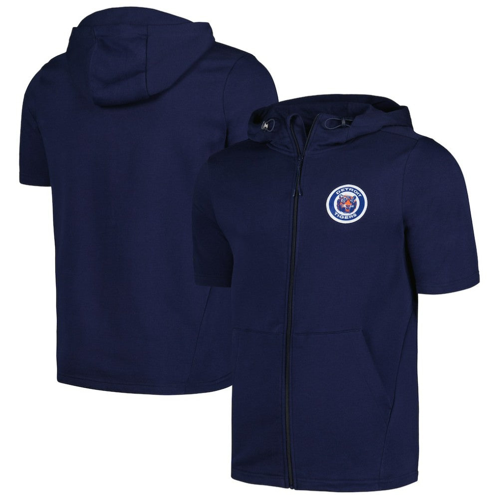 Detroit Tigers Levelwear Recruit Short Sleeve Full-Zip Hoodie - Navy - MLB Lifestyle