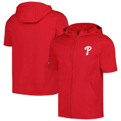 Philadelphia Phillies Levelwear Recruit Short Sleeve Full-Zip Hoodie - Red - MLB Lifestyle