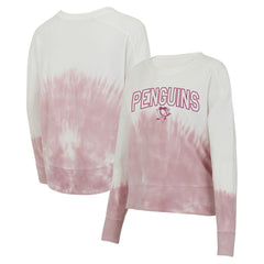 Pittsburgh Penguins Concepts Sport Women's Orchard Tie-Dye Long Sleeve Top - Pink/White - NHL 201398068