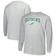Fanatics Miami Dolphins Big & Tall Thermal Long Sleeve T-Shirt Heather Gray