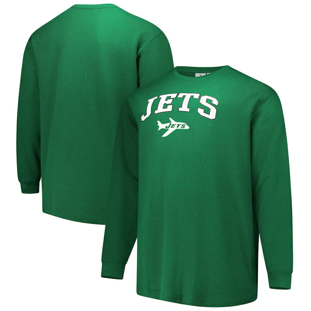 Fanatics New York Jets Big & Tall Throwback Thermal Long Sleeve T-Shirt Kelly Green