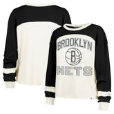 Brooklyn Nets '47 Women's Curve Raglan Long Sleeve T-Shirt Cream | 47 brand US