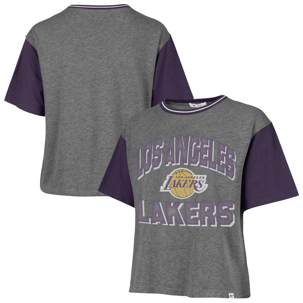 Los Angeles Lakers '47 Women's Rise Clubhouse Ziggy Color Block T-Shirt Gray | 47 brand Near Me