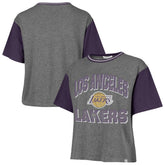 Los Angeles Lakers '47 Women's Rise Clubhouse Ziggy Color Block T-Shirt Gray | 47 brand Near Me