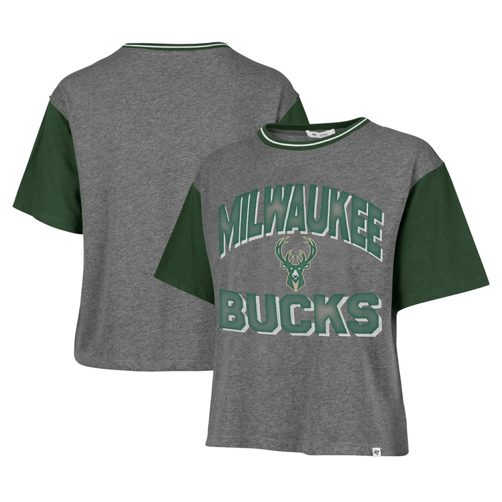 Milwaukee Bucks '47 Women's Rise Clubhouse Ziggy Color Block T-Shirt Gray | 47 brand outlet