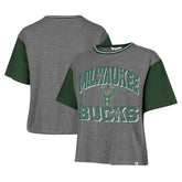 Milwaukee Bucks '47 Women's Rise Clubhouse Ziggy Color Block T-Shirt Gray | 47 brand outlet