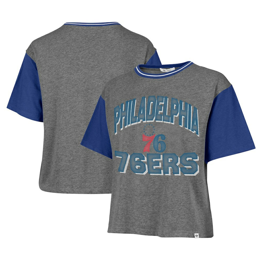 Philadelphia 76ers '47 Women's Rise Clubhouse Ziggy Color Block T-Shirt Gray | 47 brand US