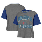 Philadelphia 76ers '47 Women's Rise Clubhouse Ziggy Color Block T-Shirt Gray | 47 brand US