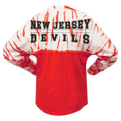 New Jersey Devils Spirit Jersey Unisex Crystal Half Dye Long Sleeve T-Shirt - Red - NHL 201405559