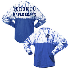 Toronto Maple Leafs Spirit Jersey Unisex Crystal Half Dye Long Sleeve T-Shirt - Blue - NHL 201405562