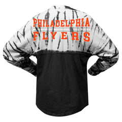 Philadelphia Flyers Spirit Jersey Unisex Crystal Half Dye Long Sleeve T-Shirt - Black - NHL 201405568