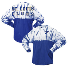 St. Louis Blues Spirit Jersey Unisex Crystal Half Dye Long Sleeve T-Shirt - Blue - NHL 201405569