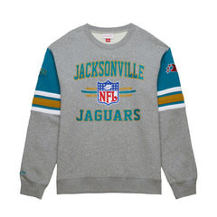 Mitchell & Ness Jacksonville Jaguars All Over 4.0 Vintage Logo Pullover Sweatshirt Heather Gray