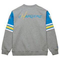 Mitchell & Ness Los Angeles Chargers All Over 4.0 Vintage Logo Pullover Sweatshirt Heather Gray