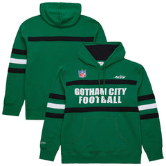 New York Jets Vintage Logo Head Coach Fleece Pullover Hoodie Kelly Green