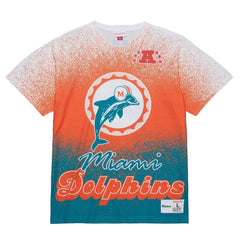 Mitchell & Ness Miami Dolphins Team Burst Vintage Logo T-Shirt White