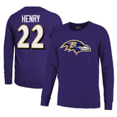 Derrick Henry Baltimore Ravens Majestic Threads Name & Number Long Sleeve T-Shirt Purple