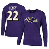 Derrick Henry Baltimore Ravens Majestic Threads Women's Name & Number Long Sleeve T-Shirt Purple