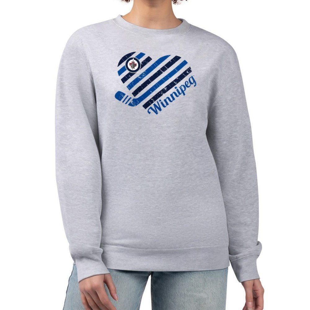 Winnipeg Jets G-III 4Her by Carl Banks Women's Heart Graphic Pullover Sweatshirt - Heather Gray - NHL 201411316
