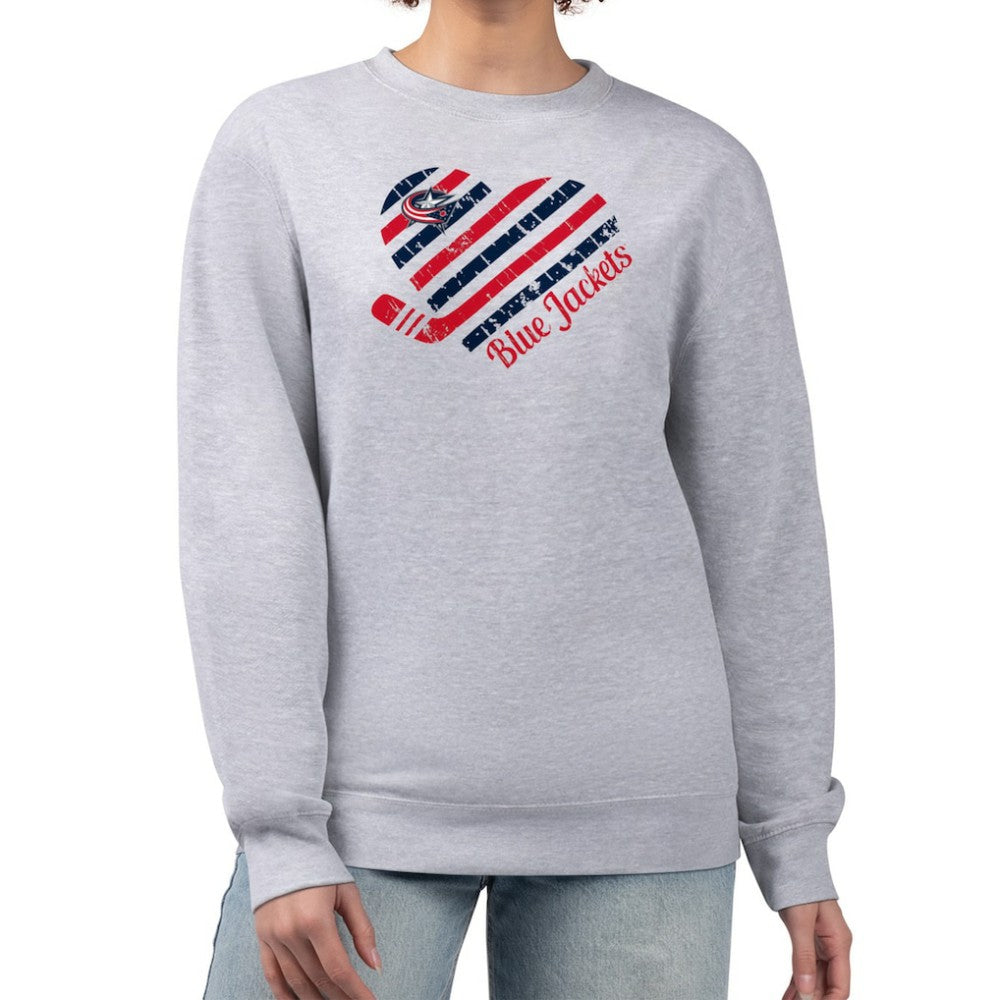 Columbus Blue Jackets G-III 4Her by Carl Banks Women's Heart Graphic Pullover Sweatshirt - Heather Gray - NHL 201411342