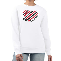 New Jersey Devils G-III 4Her by Carl Banks Women's Heart Graphic Pullover Sweatshirt - White - NHL 201411357