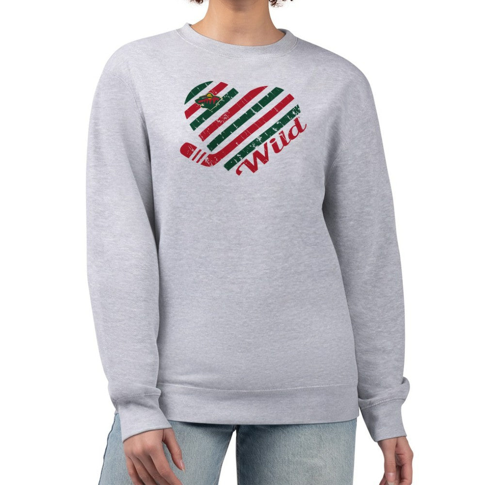 Minnesota Wild G-III 4Her by Carl Banks Women's Heart Graphic Pullover Sweatshirt - Heather Gray - NHL 201411366