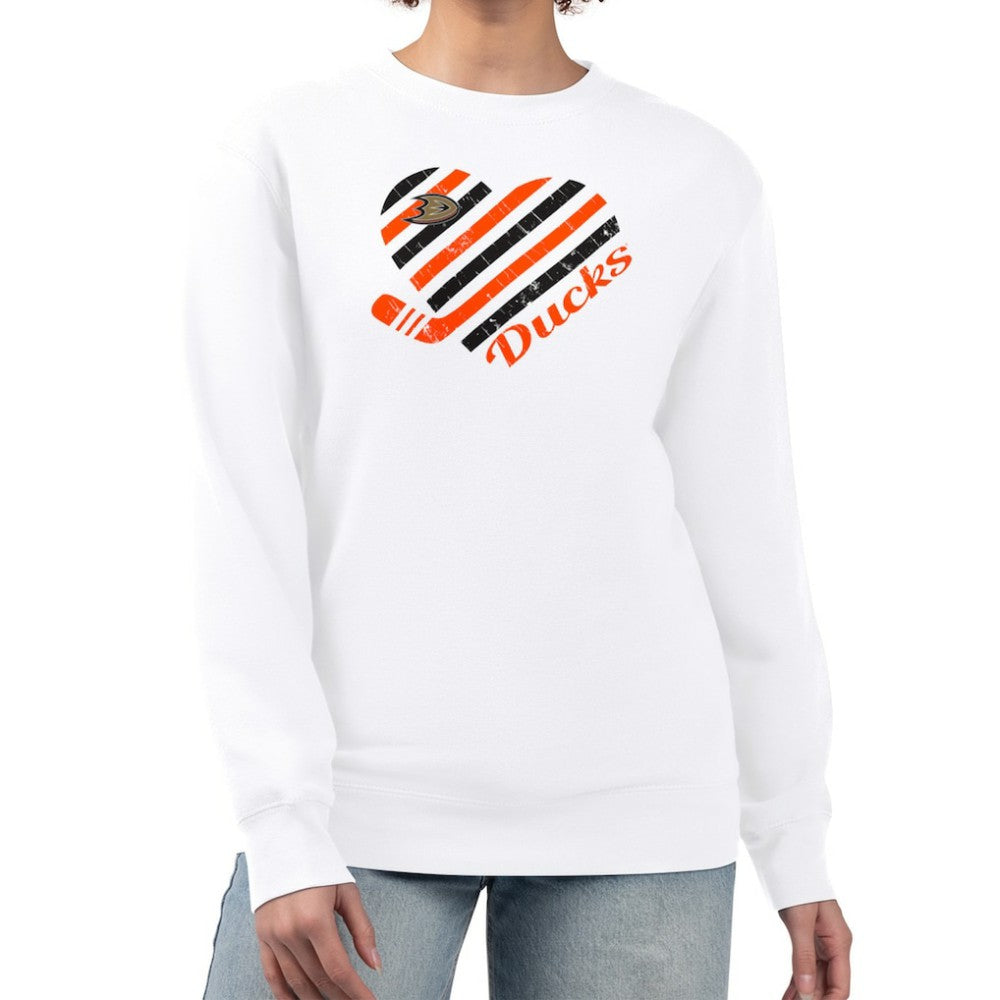 Anaheim Ducks G-III 4Her by Carl Banks Women's Heart Graphic Pullover Sweatshirt - White - NHL 201411386
