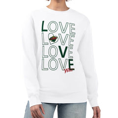 Minnesota Wild G-III 4Her by Carl Banks Women's Lots Of Love Team Logo Graphic Pullover Sweatshirt - White - NHL 201411496