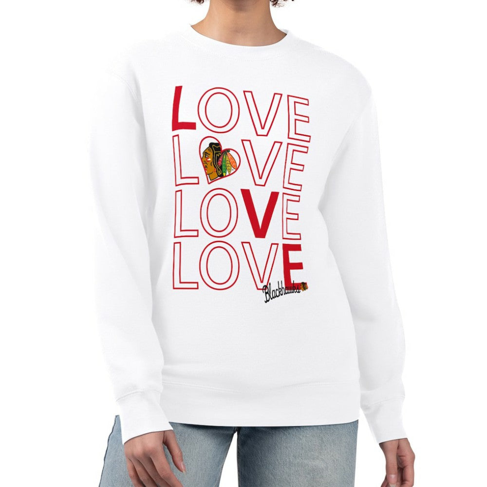 Chicago Blackhawks G-III 4Her by Carl Banks Women's Lots Of Love Team Logo Graphic Pullover Sweatshirt - White - NHL 201411521