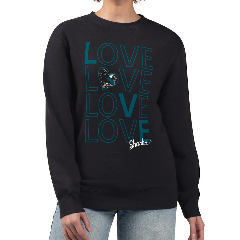 San Jose Sharks G-III 4Her by Carl Banks Women's Lots Of Love Team Logo Graphic Pullover Sweatshirt - Black - NHL 201411570