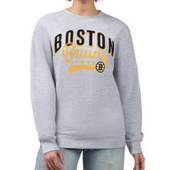 Boston Bruins G-III 4Her by Carl Banks Women's Filigree Team Graphic Fleece Pullover Sweatshirt - Heather Gray - NHL 201411600