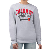 Calgary Flames G-III 4Her by Carl Banks Women's Filigree Team Graphic Fleece Pullover Sweatshirt - Heather Gray - NHL 201411602
