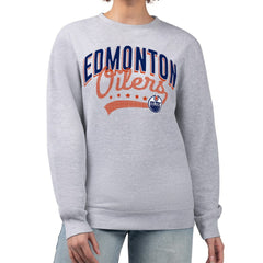 Edmonton Oilers G-III 4Her by Carl Banks Women's Filigree Team Graphic Fleece Pullover Sweatshirt - Heather Gray - NHL 201411611